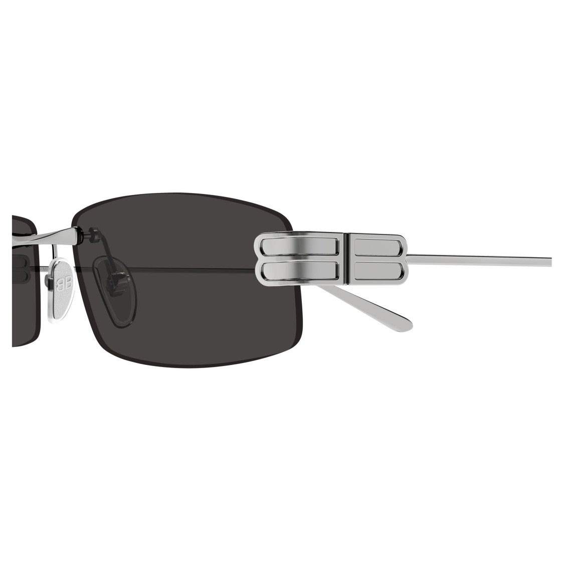 Balenciaga Rimless Rectangular Sunglasses With Double-Bar Detail