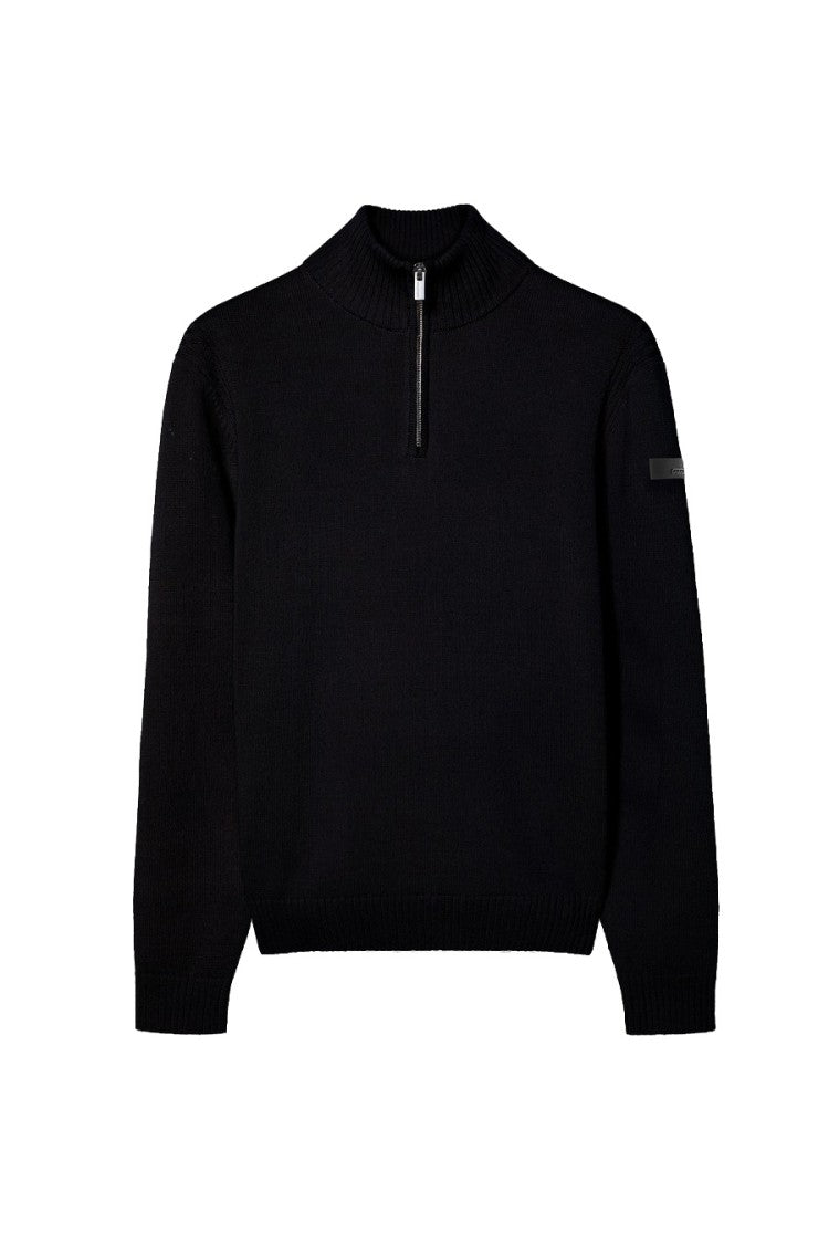 Rrd Black Half-Zip Ribbed-Knit Sweater