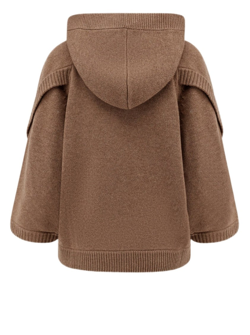 Max Mara Slightly Oversized Hooded Cardigan With Horn Details