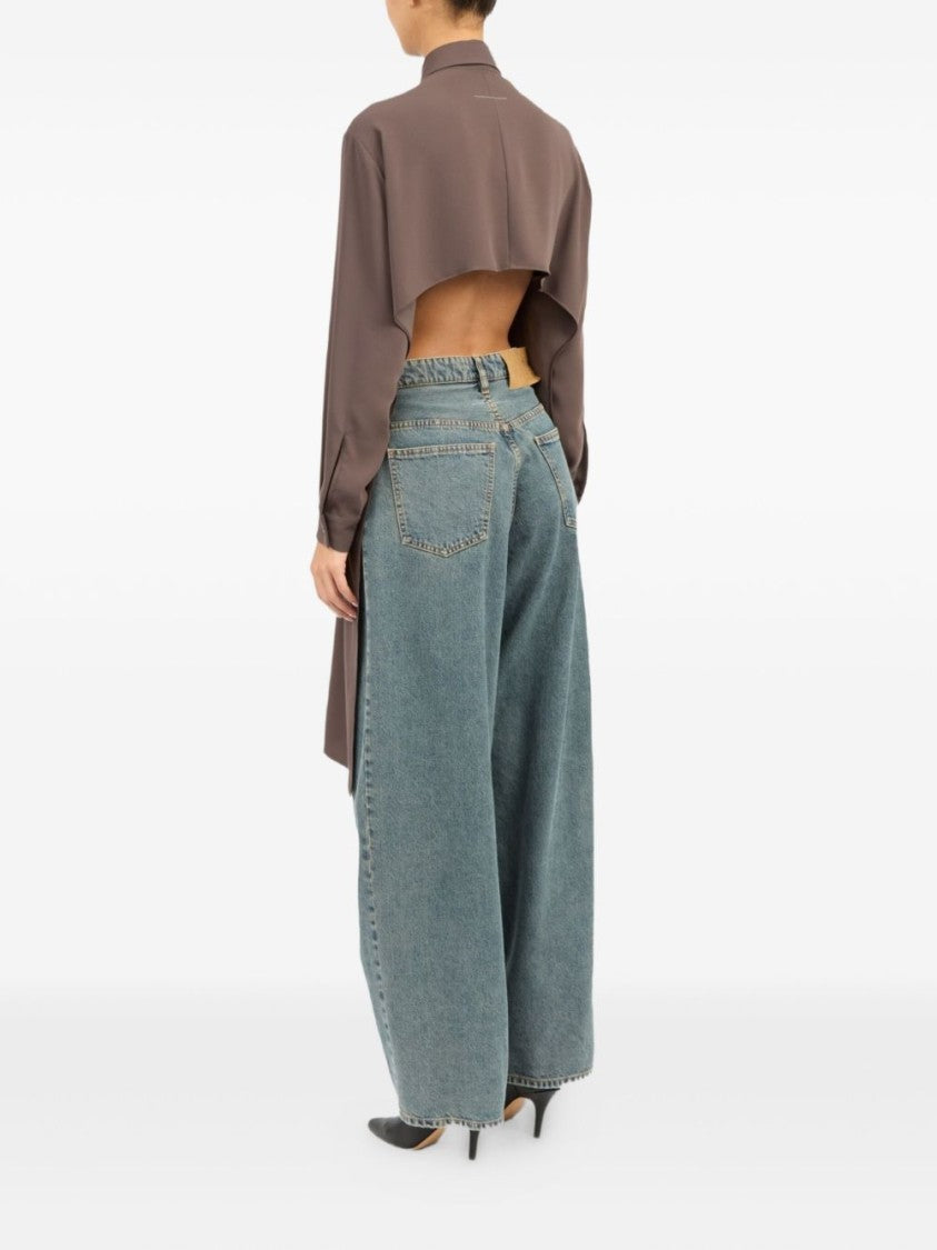 Mm6 By Maison Margiela Brown Shirt With Tie-Front Detail