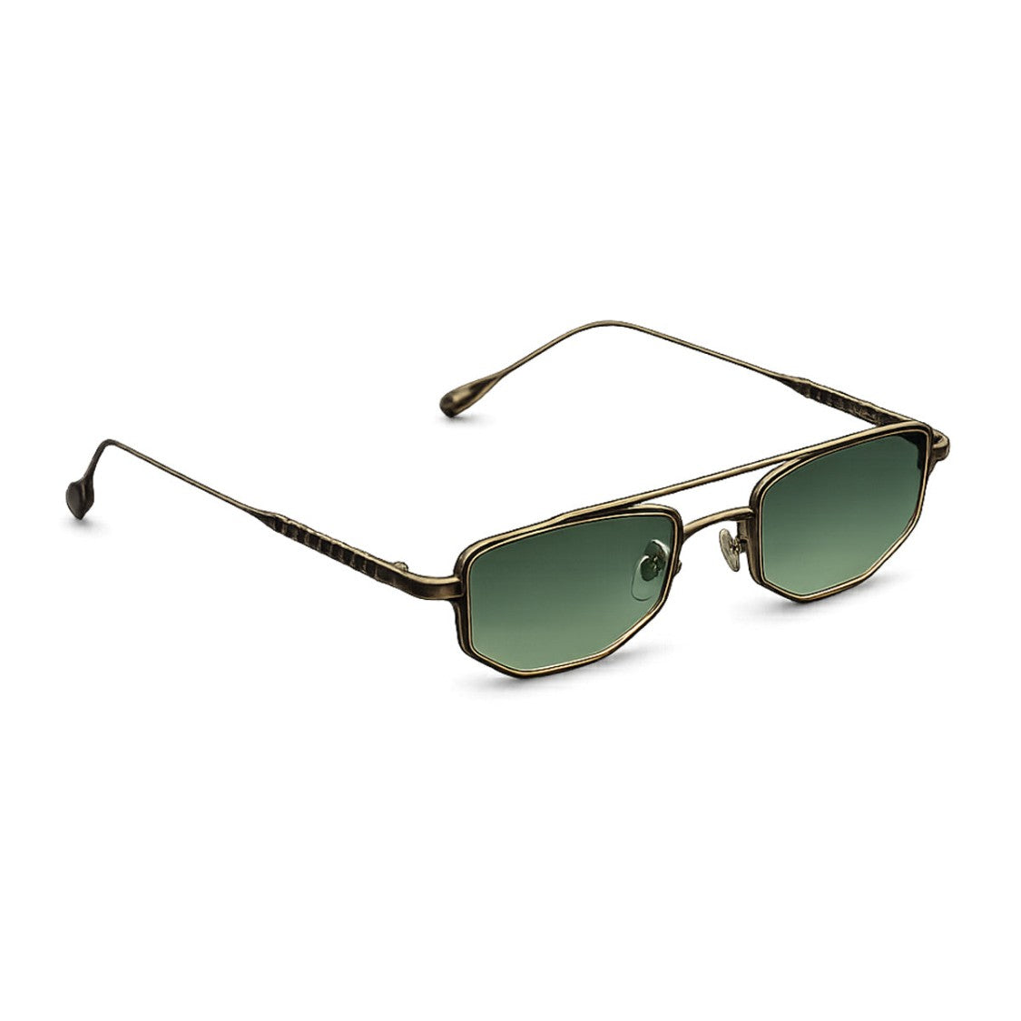 Capote Eyewear Black Gold Cc012 Faceted Rectangular Sunglasses