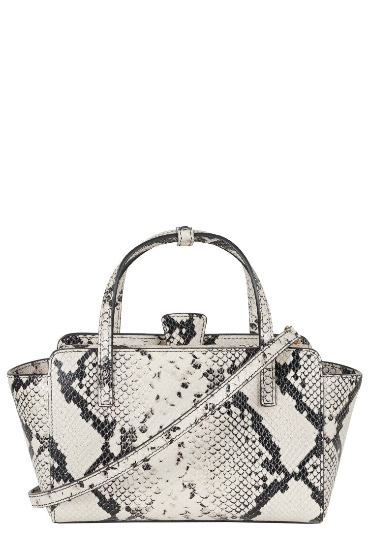 Hidesins Ivory Small Textured Calfskin Flap S Dual Handle Leather Shoulder Bag