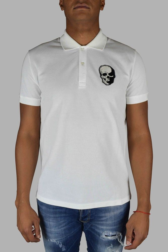 Alexander Mcqueen Classic White Polo Shirt With Skull Patch
