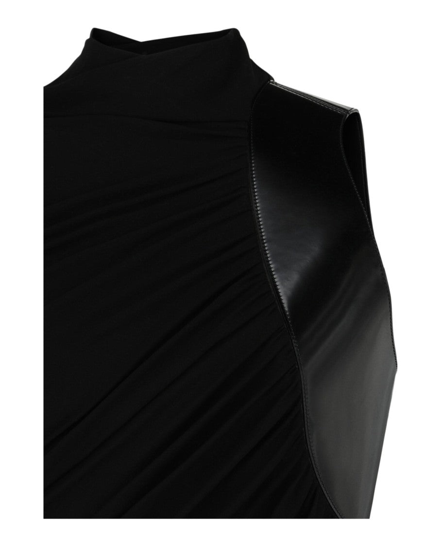 Ferragamo Draped Top With Mock Neck And Asymmetrical Panel