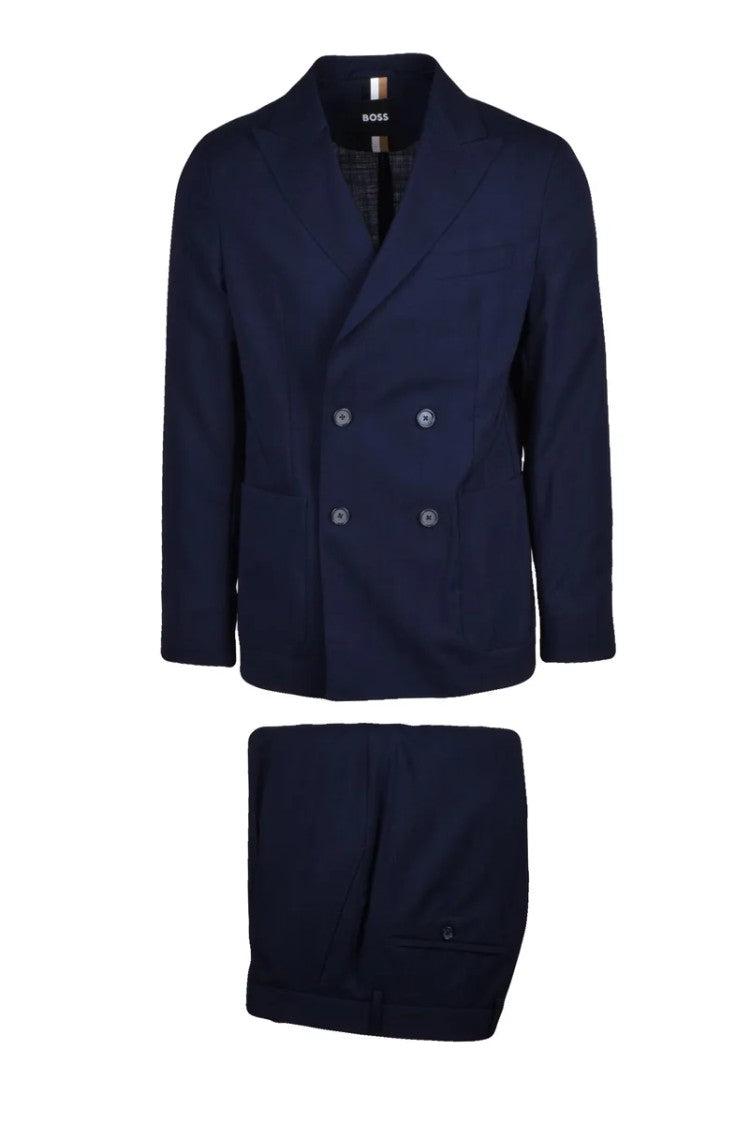 Boss Men's Double-Breasted Suit - Blue