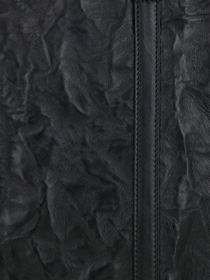 Prada Wrinkled Nappa Leather Mini Tote Bag With Iconic Logo Plaque