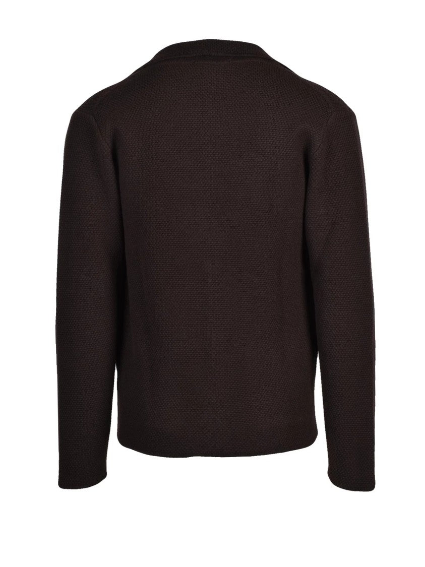 Daniele Fiesoli Brown Merino Wool Knit Cardigan
