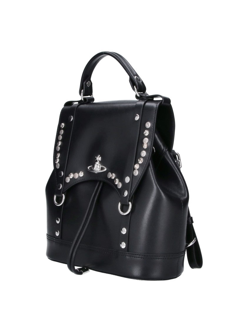 Vivienne Westwood Max Compact Studded Orb Leather Backpack