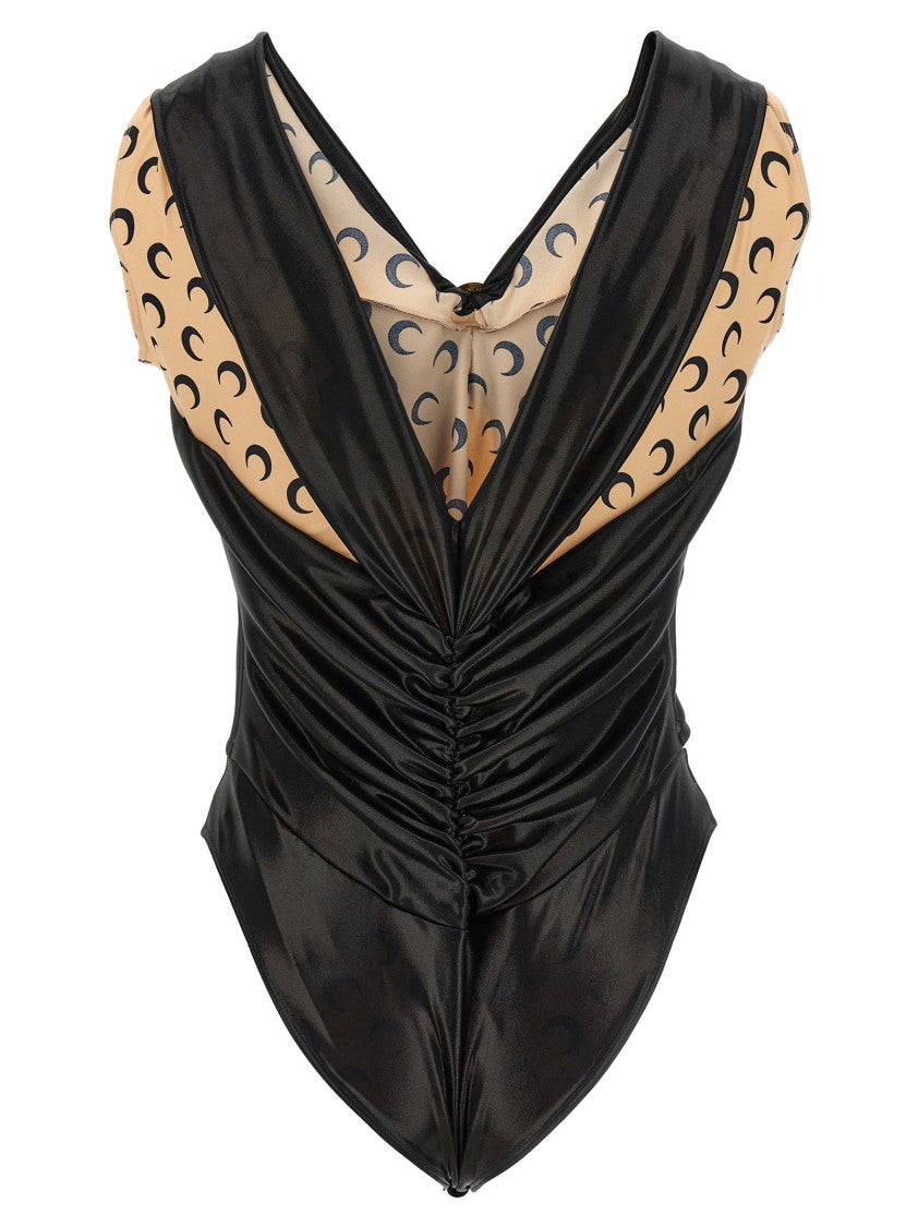 Marine Serre Patchwork Bodysuit With All-Over Logo Print