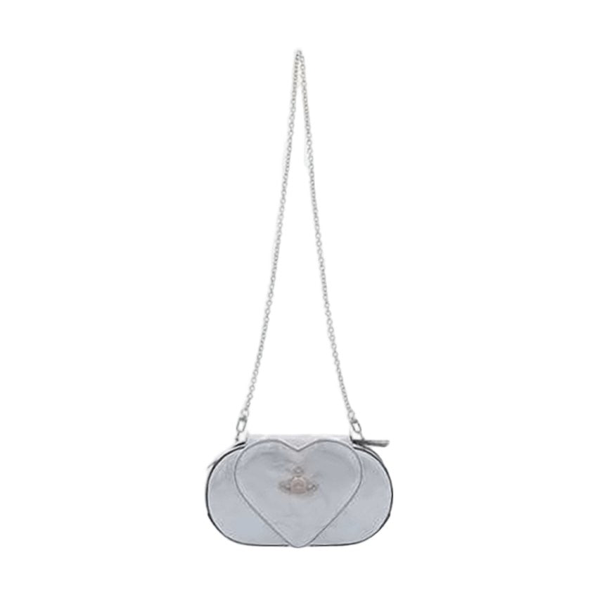 Vivienne Westwood Shiny Metallic Crossbody Bag With Heart-Shaped Flap