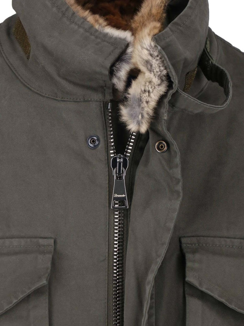 Drumohr Green Cotton Zip Standing Collar Jacket