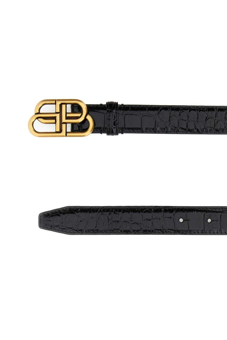 Balenciaga Black Leather Bb Belt