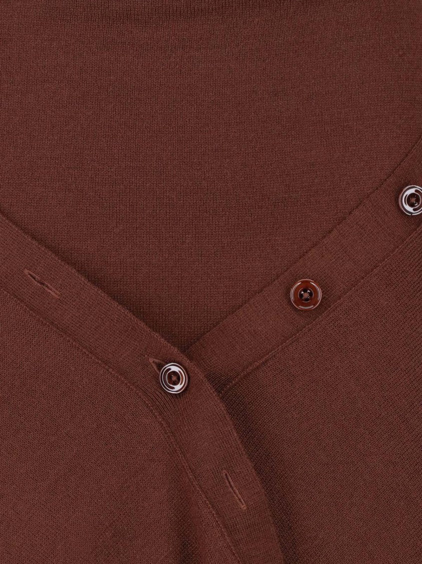 Lemaire Burgundy Asymmetric Button Wool-Blend Midi Skirt
