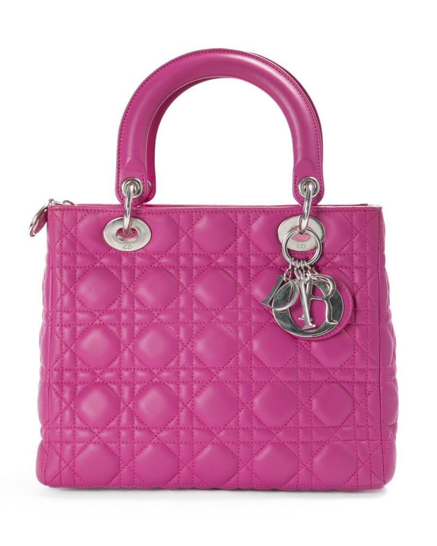 Dior Lady Medium Vintage Cannage Fuchsia
