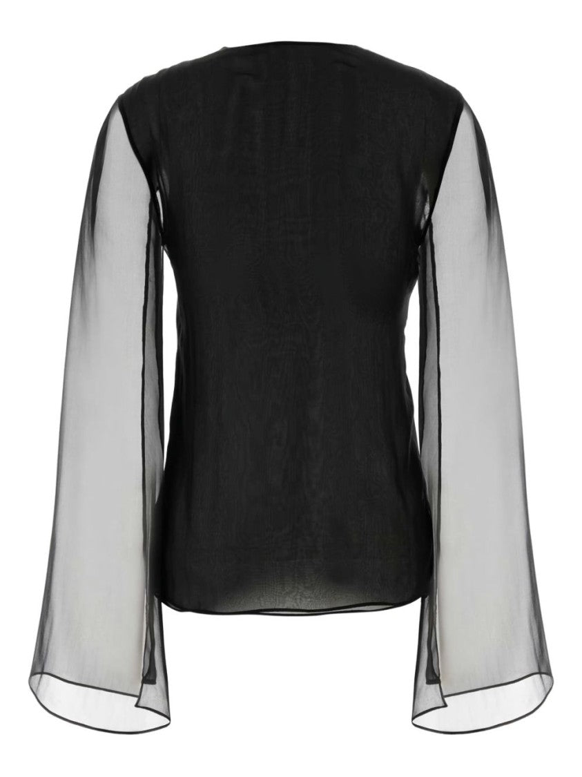 Alberta Ferretti Silk Blouse With Dramatic Bell Sleeves