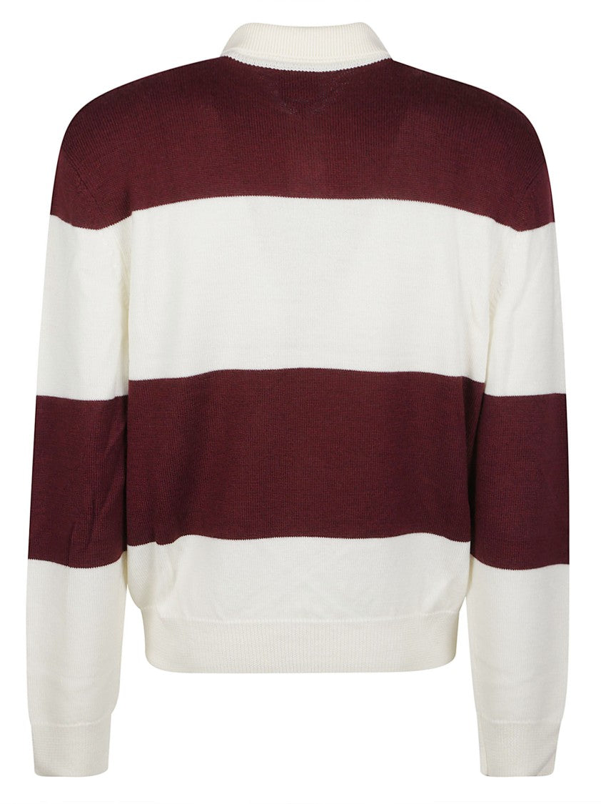 A.P.C. Logo Luis Striped Virgin Wool Polo Shirt