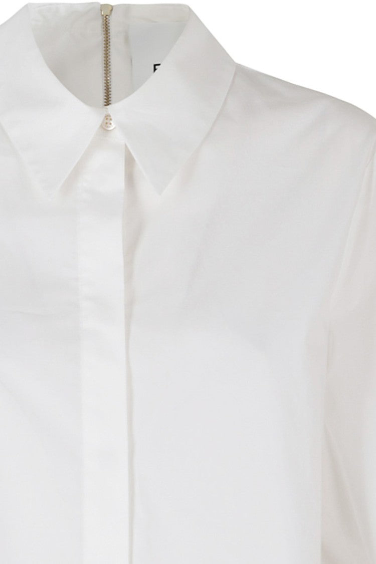 Erika Cavallini White Cecilia Hidden Button Wide Cuff Cotton Shirt