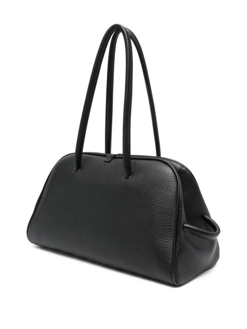 Jacquemus Black Calf Leather Knotted Zip Bag