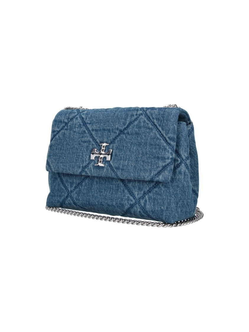 Tory Burch Blue Kira Quilted Cotton Bag