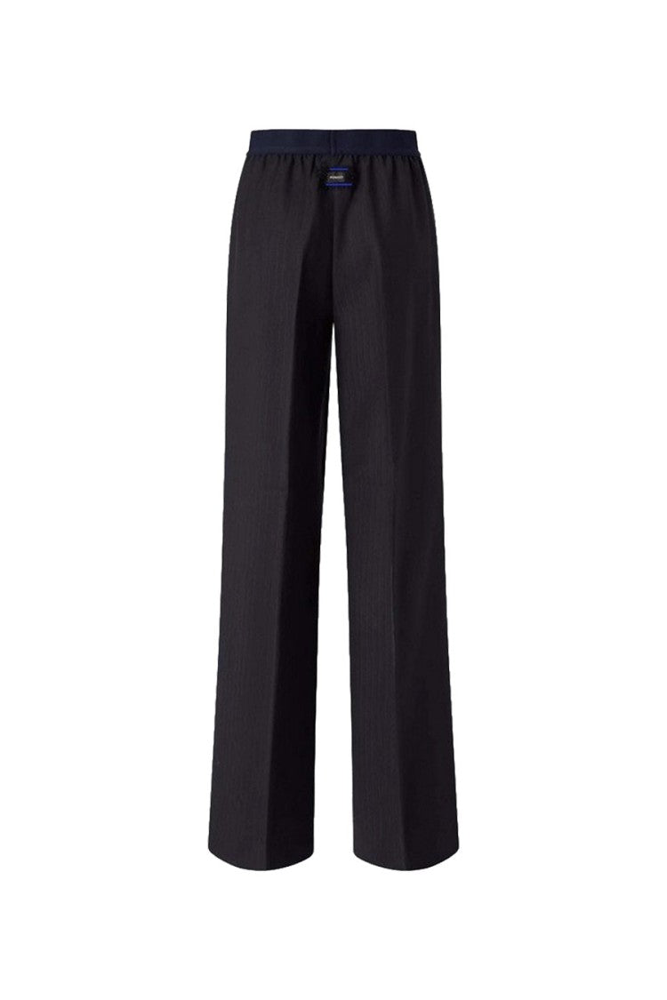 Pinko Navy Polyester-Wool Blend Wide-Leg Trousers