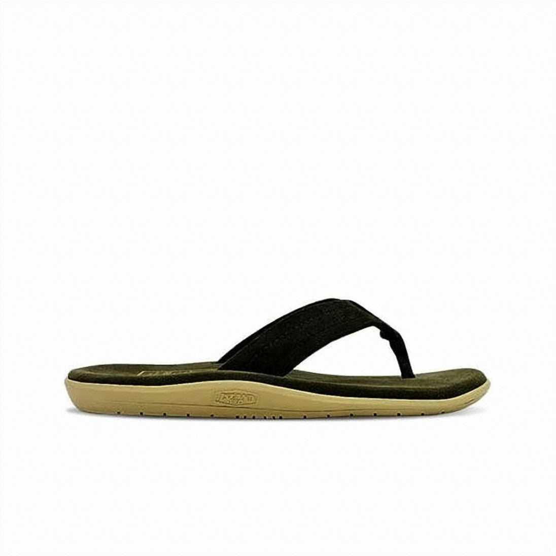 Island Slipper Muted Olive Green Suede Thong Sandals With Rubber Outsole