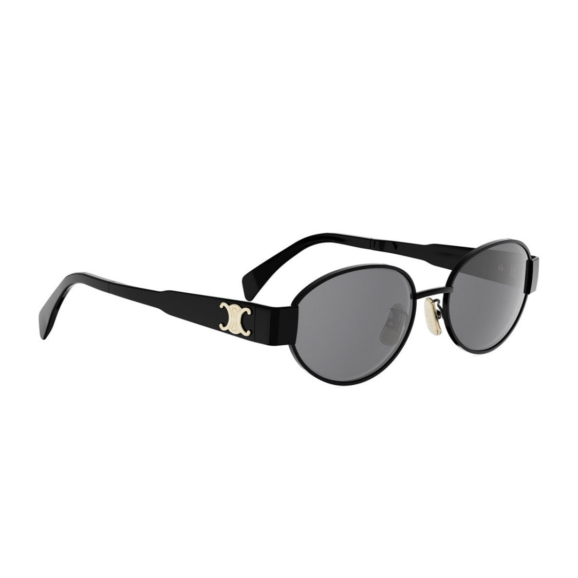 Celine Black Metal Triomphe Metal Oval Sunglasses