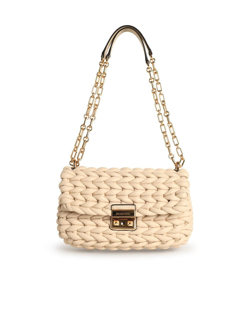 Michael Michael Kors Tribeca' Shoulder Bag In Light Cream Braided Leather