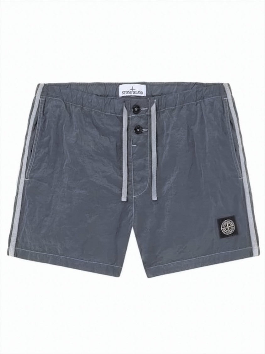 Stone Island Muted Grey Crinkled Texture Shorts