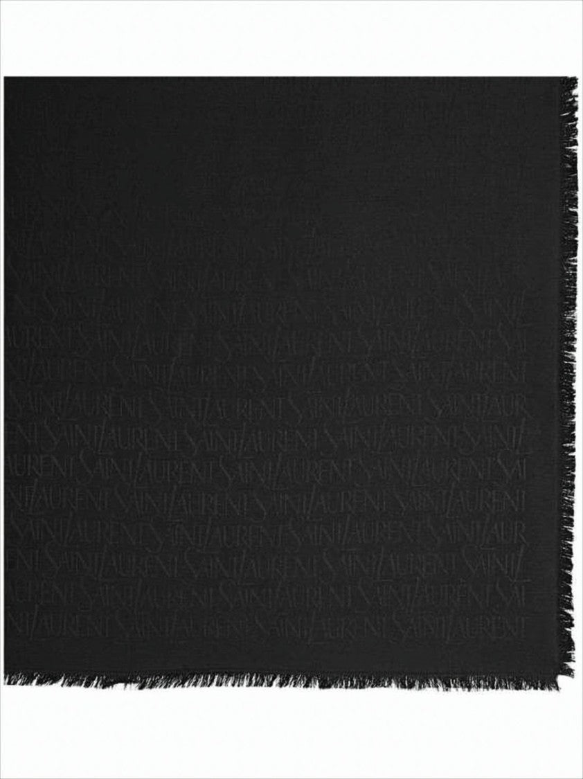 Saint Laurent Rectangular Jacquard Scarf In Silk