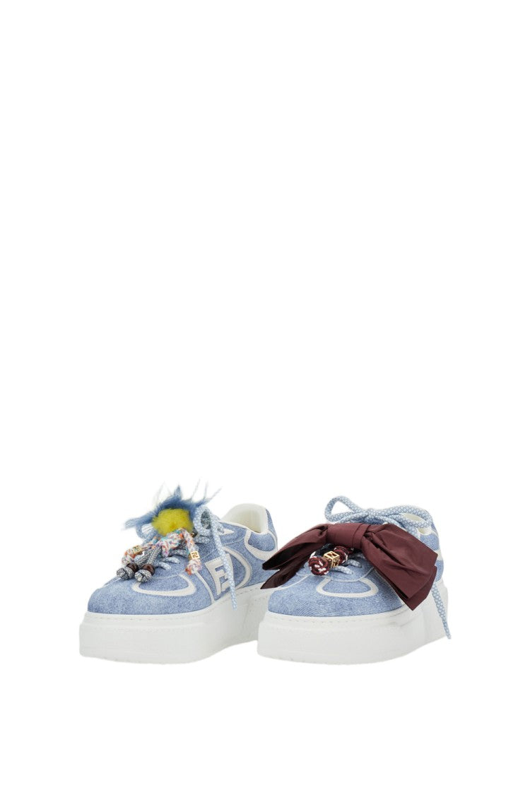 Fendi Calfskin Sneakers With Charms And Playful Detailing