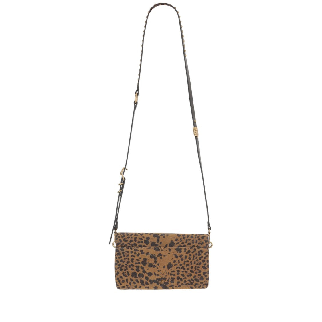 Pinko Leopard Print Suede Crossbody Bag With Gold-Tone Hardware