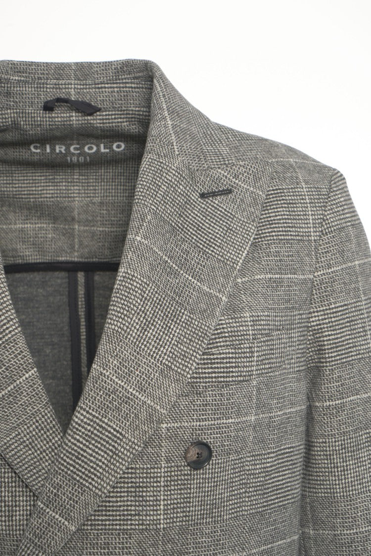 Circolo 1901 Double-Breasted Check Knit Blazer