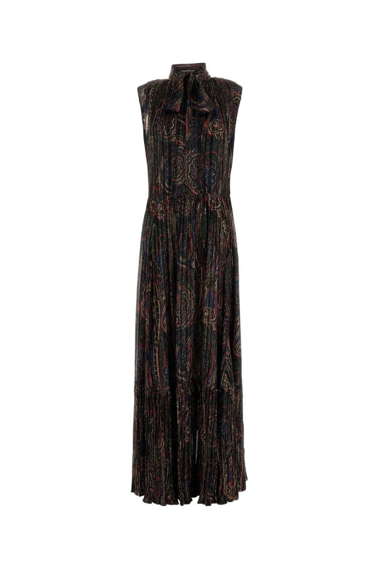Saint Laurent Printed Silk Blend Long Dress