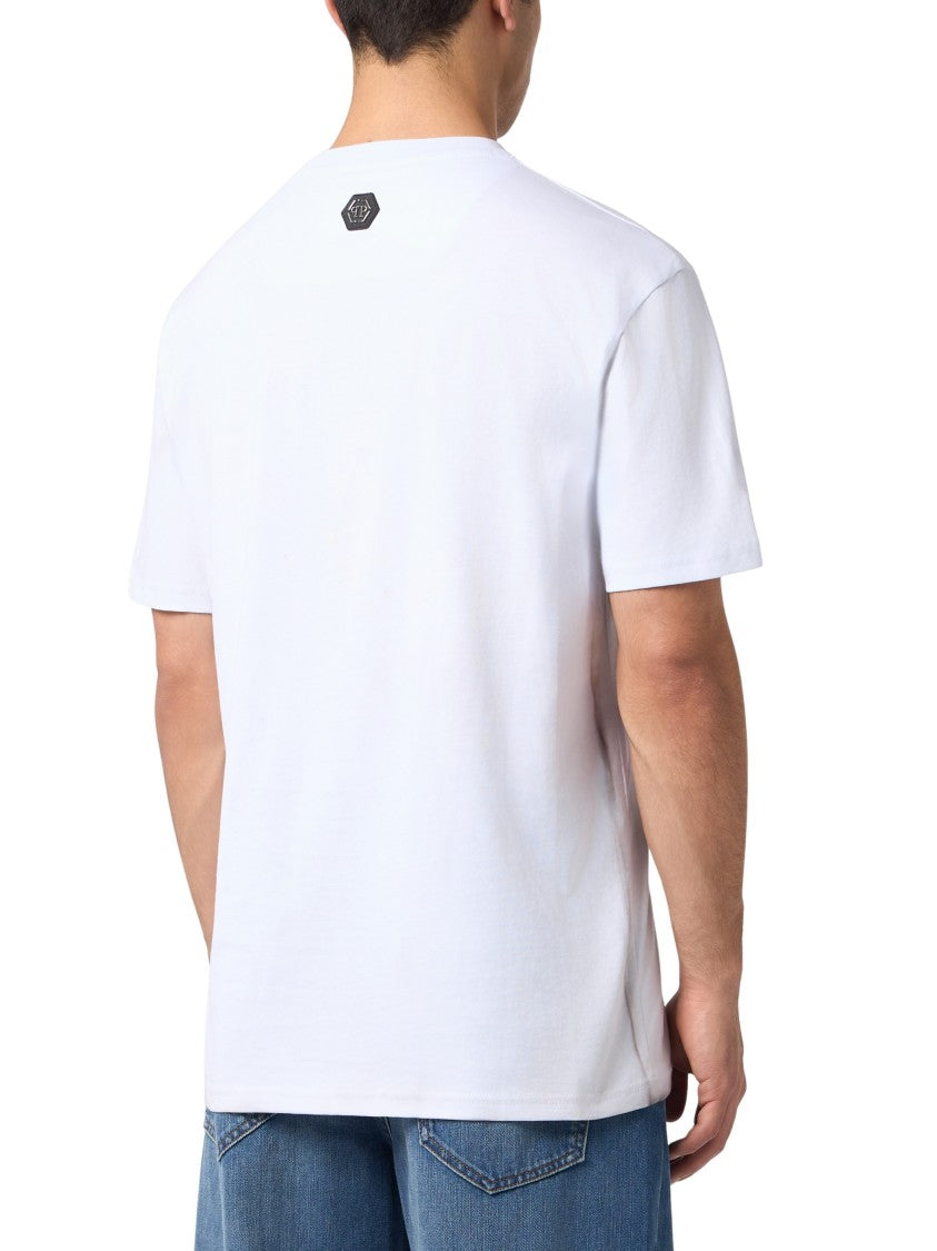 Philipp Plein Dollar Hexagon Pattern Cotton T-Shirt