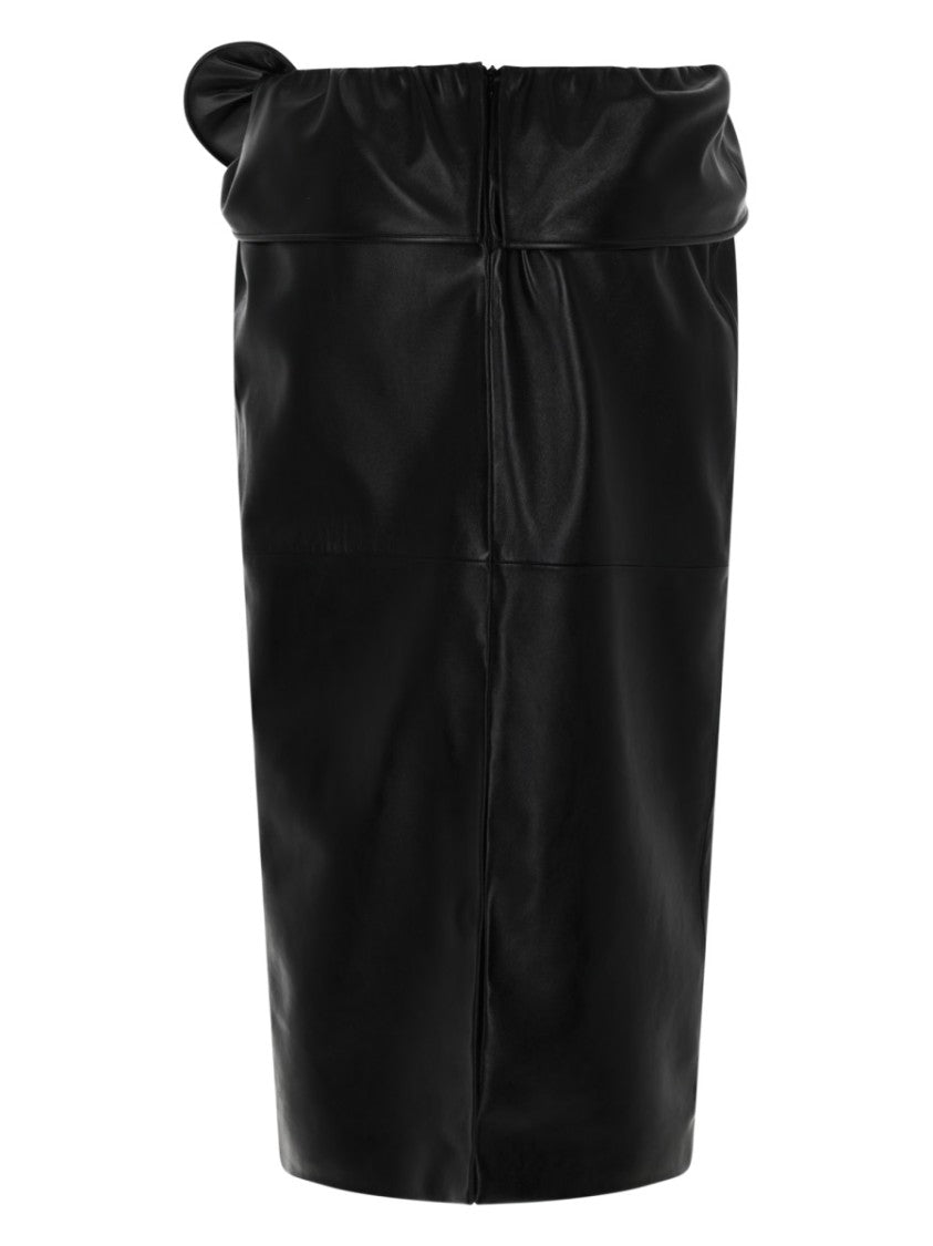 Magda Butrym Black Fitted Sheep Leather Midi Skirt