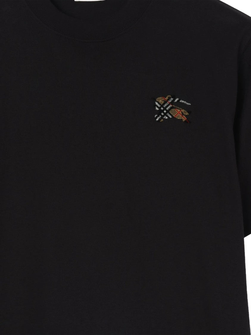 Burberry Black Seth Cotton Embroidered Logo T-Shirt