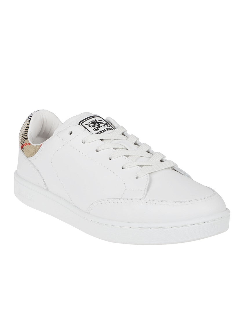 Burberry White Leather Low-Top Sneakers