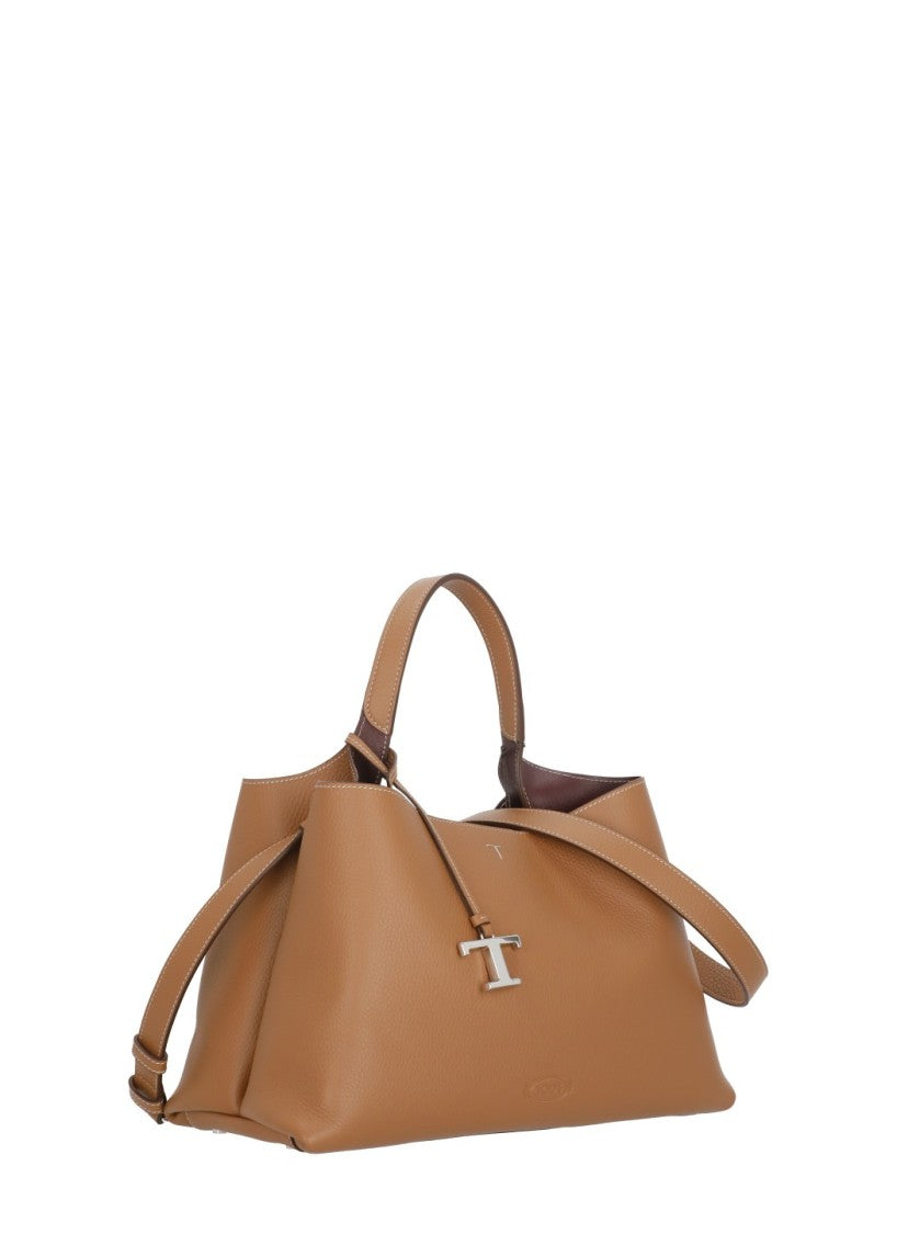 Tod's Structured Pebbled Leather Shoulder Bag With Metal Accents