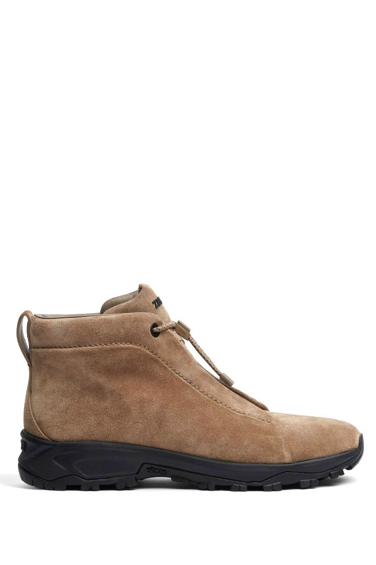 Zegna Vetta Triple Stitch High-Top Suede Sneakers