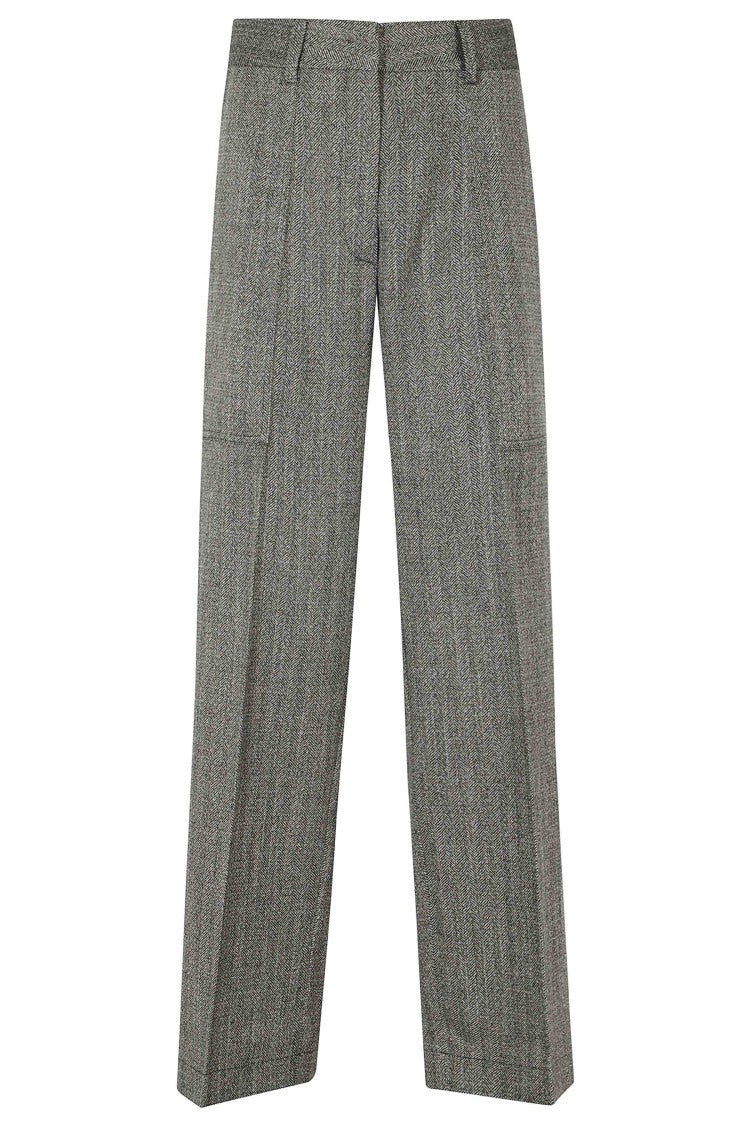 Forte Forte Black Jasp Chevron Polyester-Blend Wide-Leg Cargo Pants