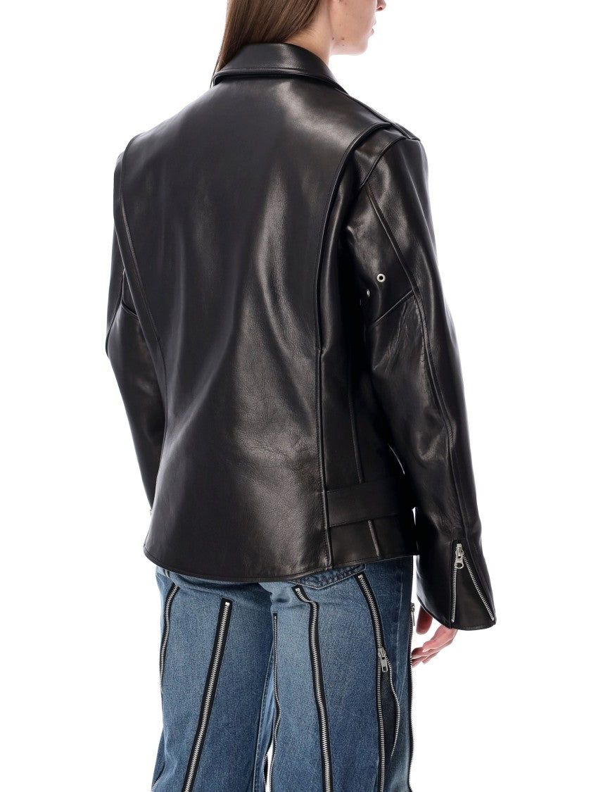 Junya Watanabe Black Oversize Leather Biker Jacket
