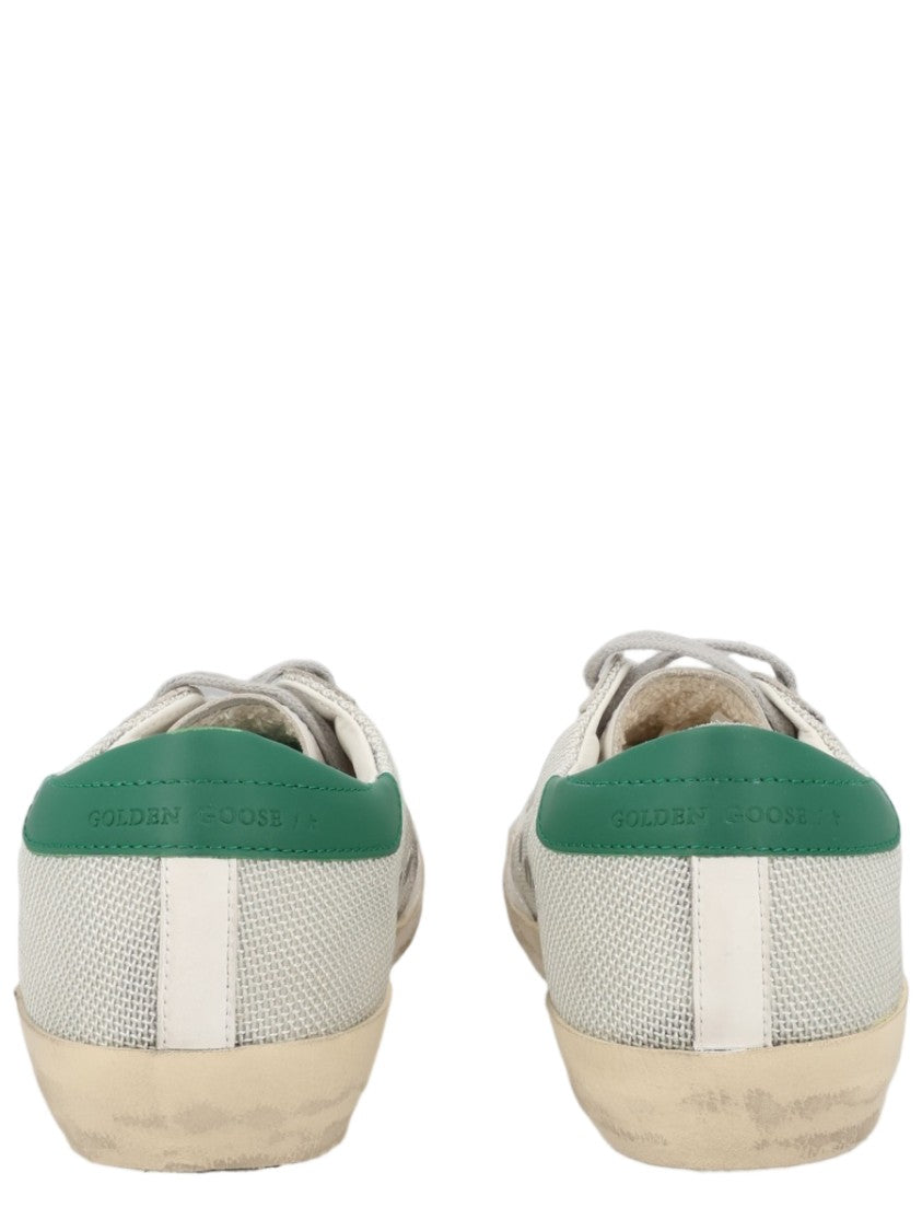 Golden Goose Silver Leather-Mesh Low-Top Sneakers