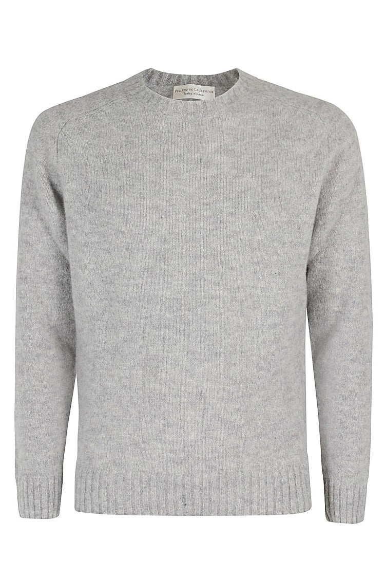 Filippo De Laurentiis Textured Grey Crew Neck Sweater