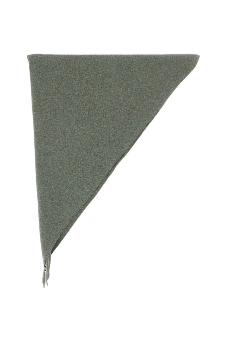 Extreme Cashmere Triangular Aqua Green Cashmere-Blend Scarf With Ribbed Edges