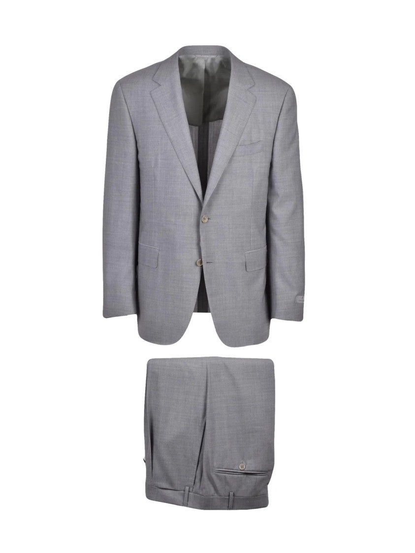 Canali Grey Sartorial Wool Men Suit