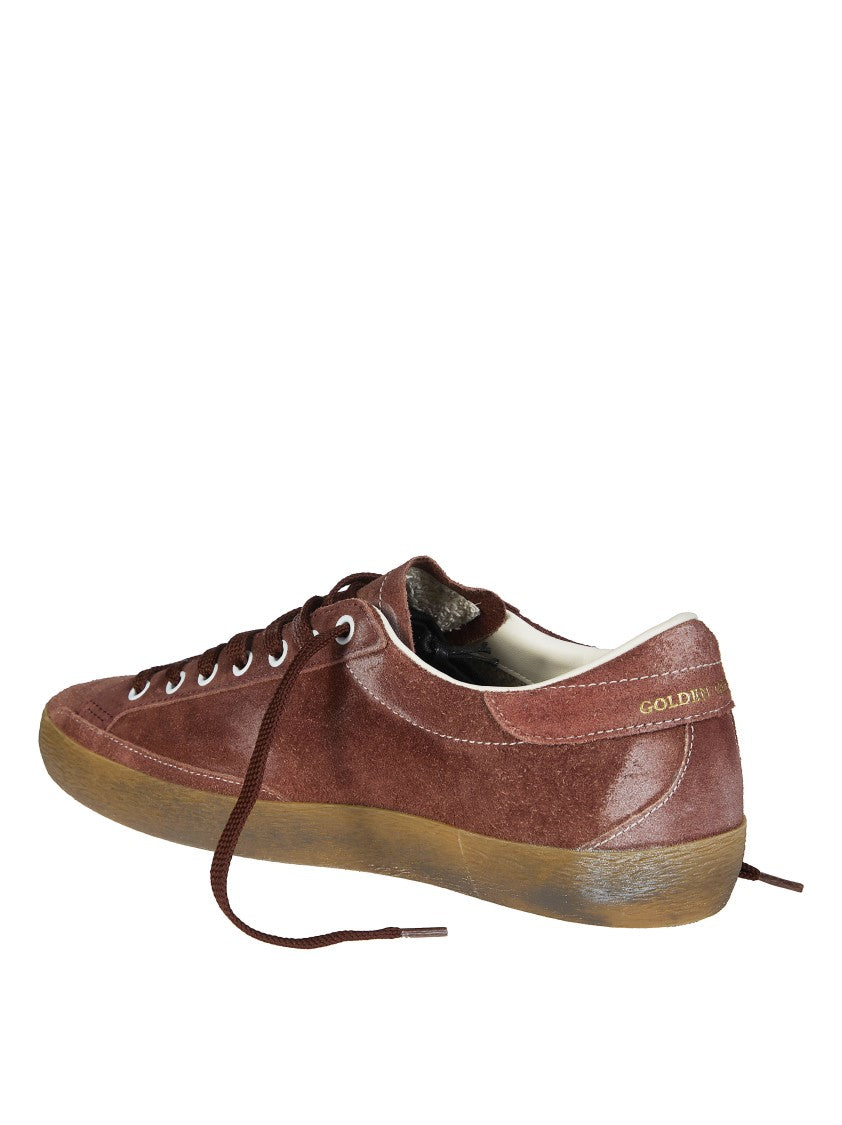 Golden Goose Deep Red Waxed Suede Super-Star Sneakers