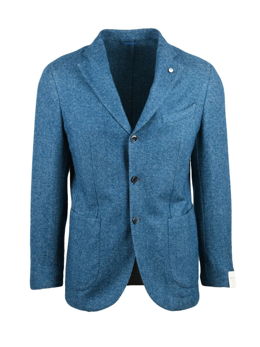 L.B.M. 1911 Textured Rounded Jacket With Button Closure In Vibrant Turquoise