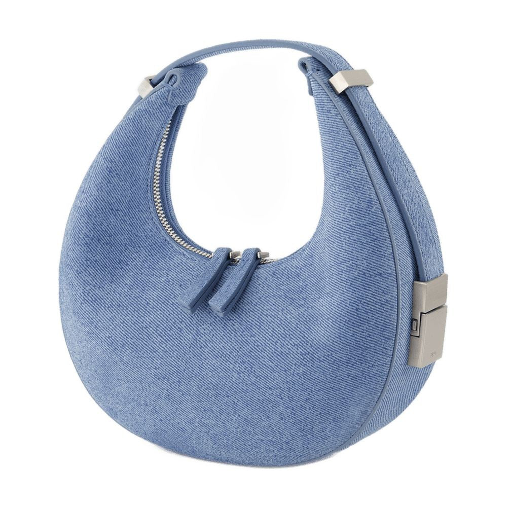 Osoi Crescent-Shaped Denim-Inspired Suede Mini Handbag