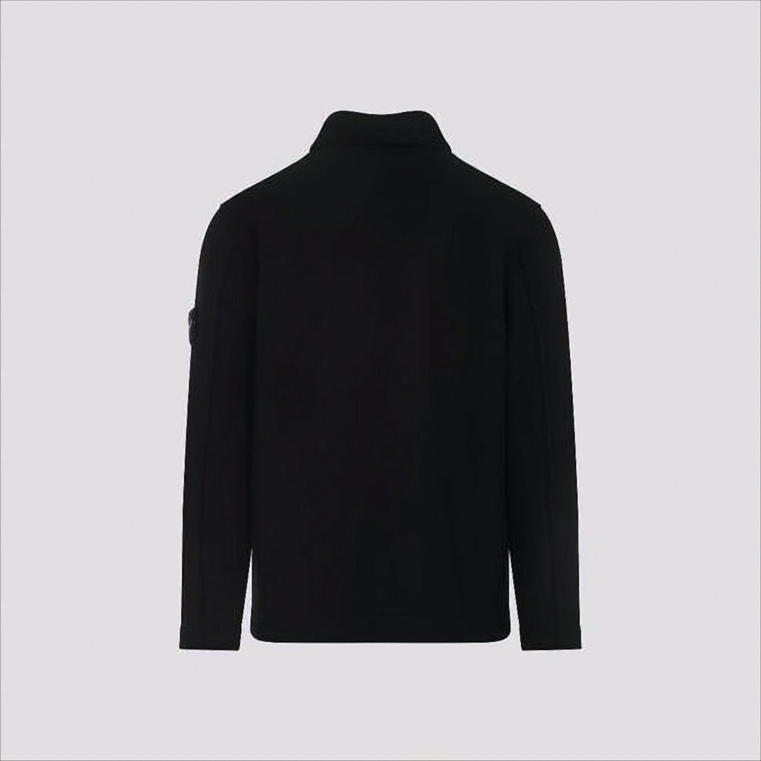 Stone Island Classic Black Wool Jacket With Shirt-Style Design