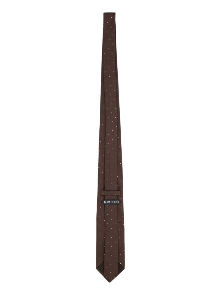 Tom Ford Jacquard Dots Deep Brown Mulberry Silk Tie